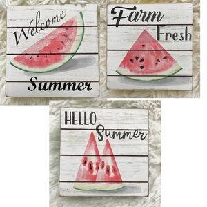 Set of 3 Wooden Signs Summer and Farm Fresh NEW
